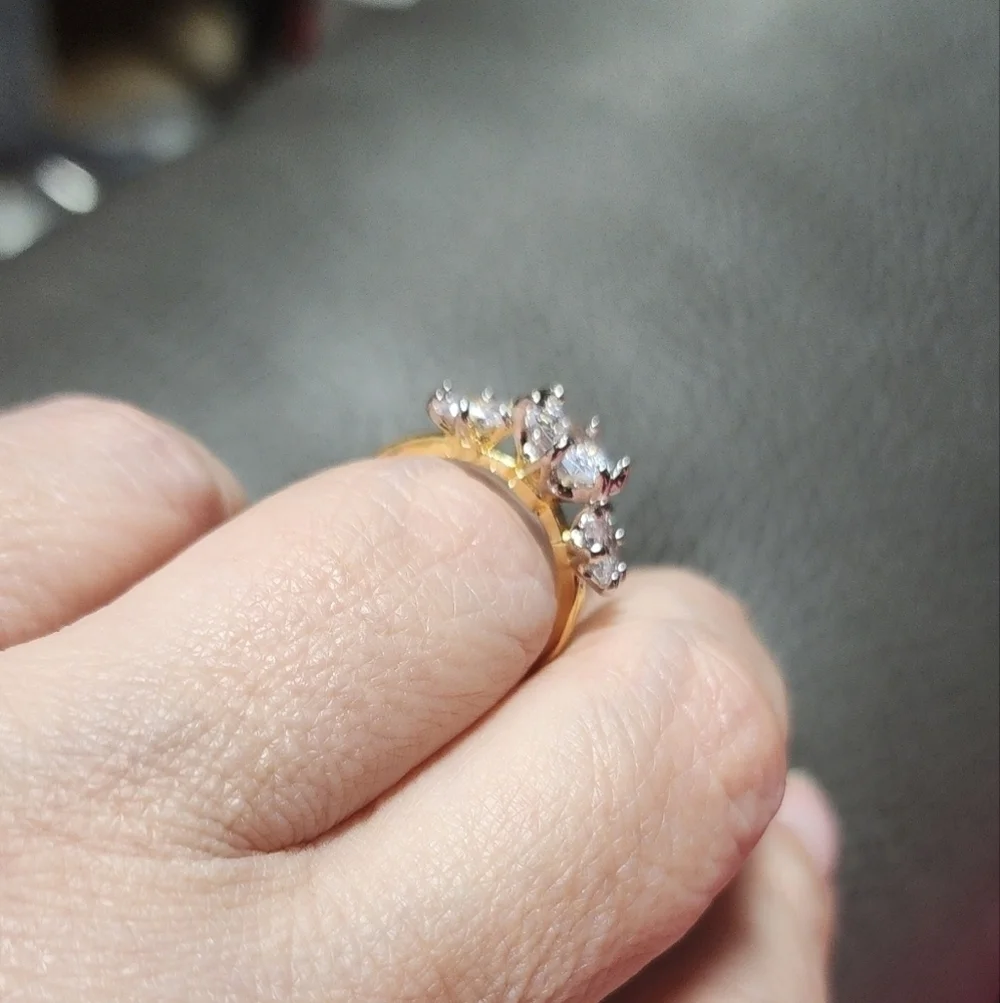 Goldtone Multi CZ Stone Ring